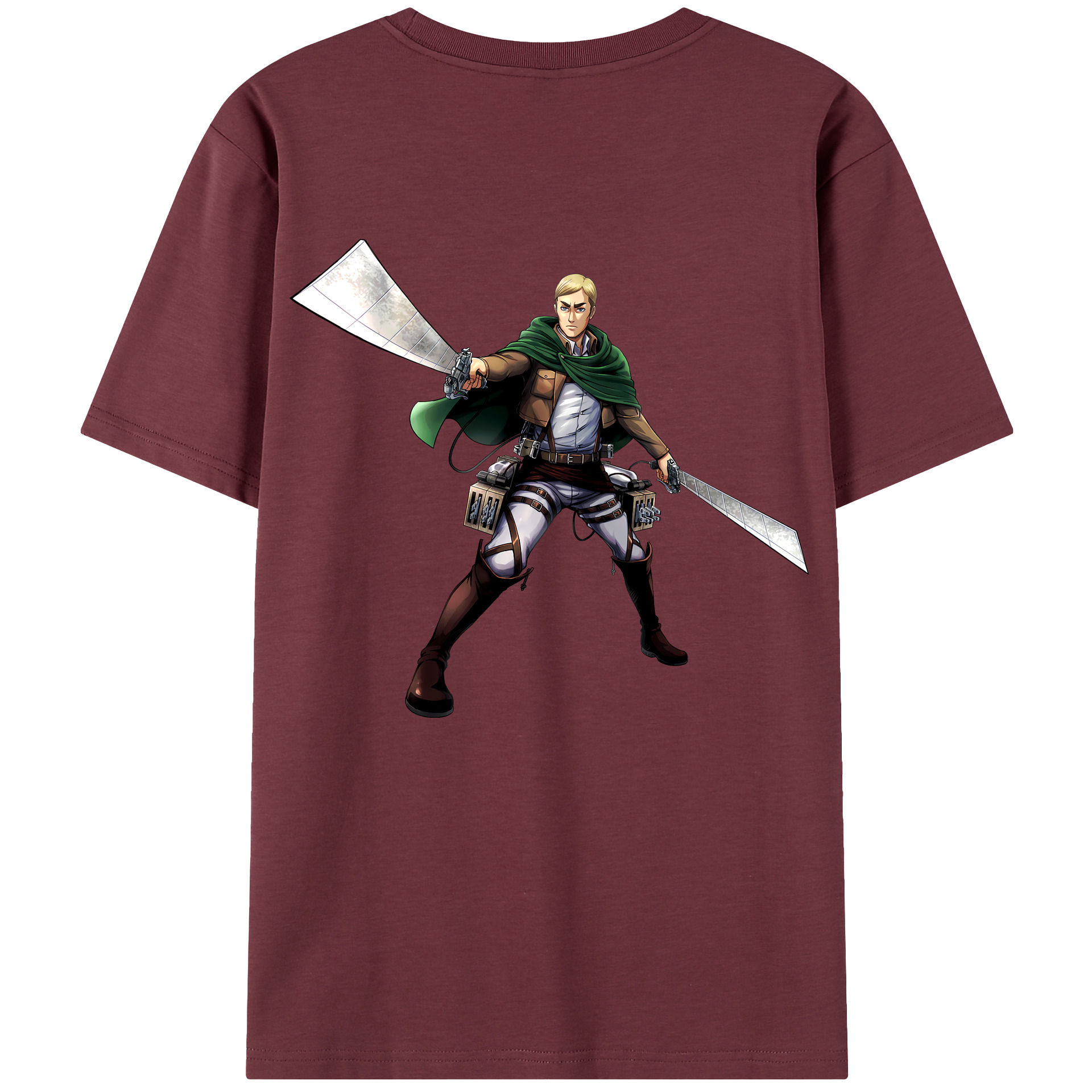 （画像用） 進撃の巨人 エルヴィン・スミス Attack on Titan Erwin Smith 綿100％半袖Tシャツ（背面プリント）